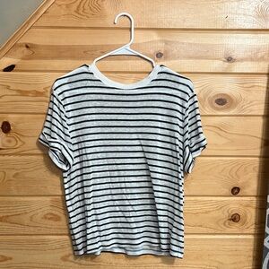 a new day Black and White Striped Cuffed Short Sleeve Tee